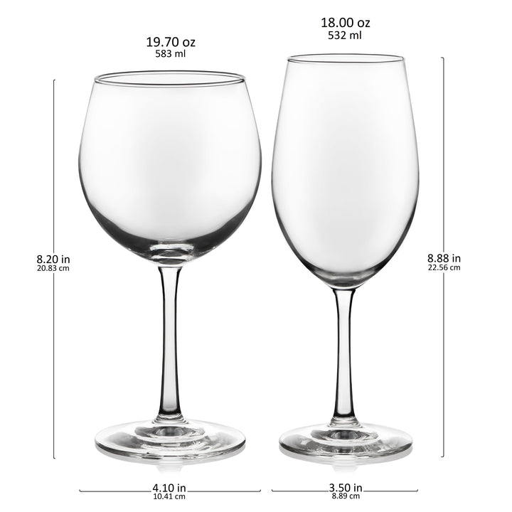 Ensemble de 8 verres à vin Libbey Vineyard Reserve pour Chardonnay et Merlot/Bordeaux