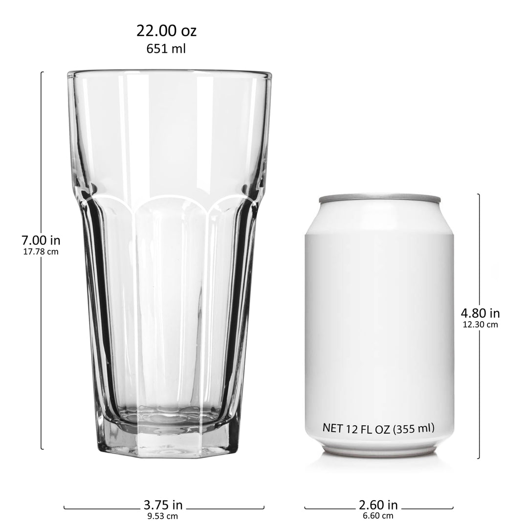 Large 22-ounce capacity is perfect for iced tea, soda, water, or signature cocktails.