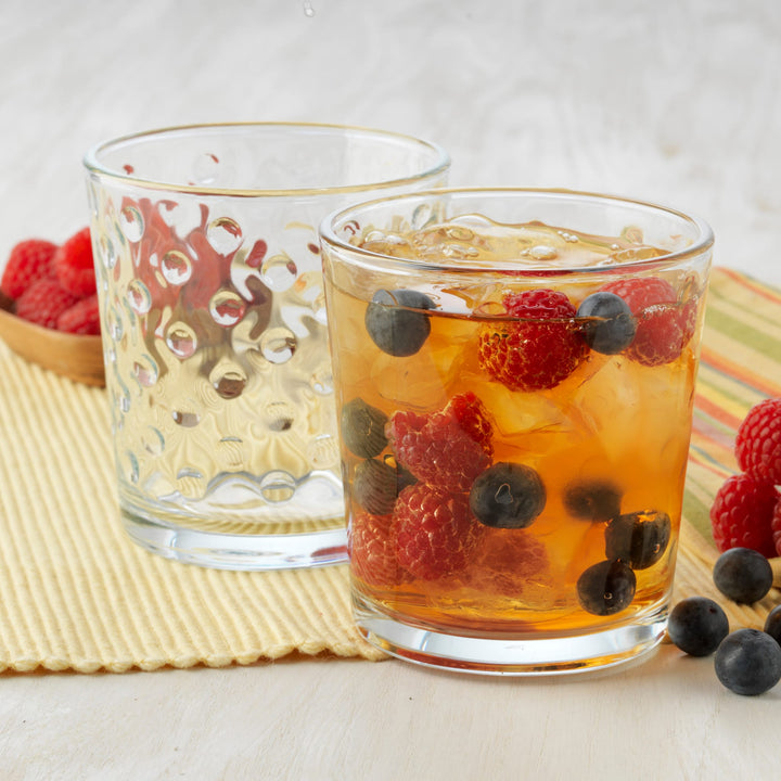 Glassware embedded with fun, polka-dot pattern that&