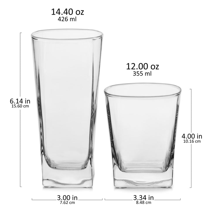 Juego de vasos de agua y vasos de whisky Libbey City de 16 piezas