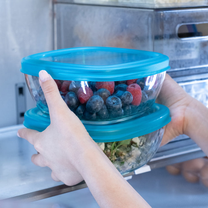 Stackable design makes it easy to save space in your refrigerator or pantry.