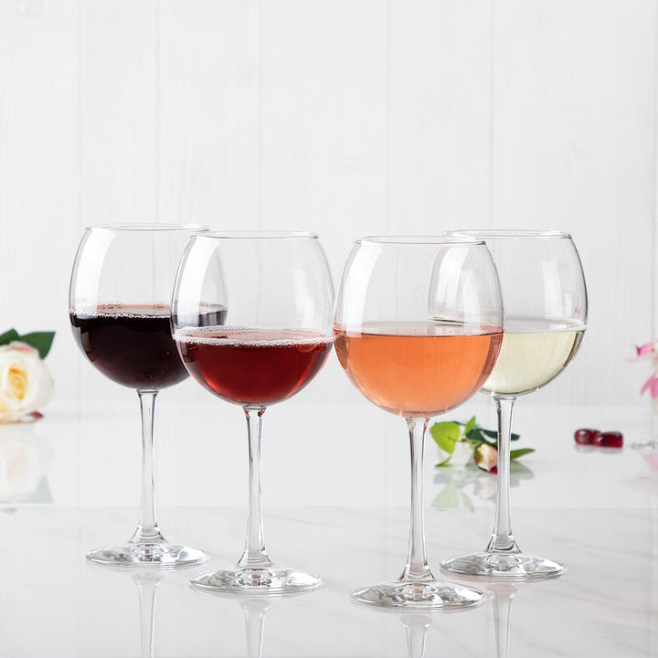 Includes 8, 18.25-ounce red wine glasses (4-inch diameter by 8.25-inch height)