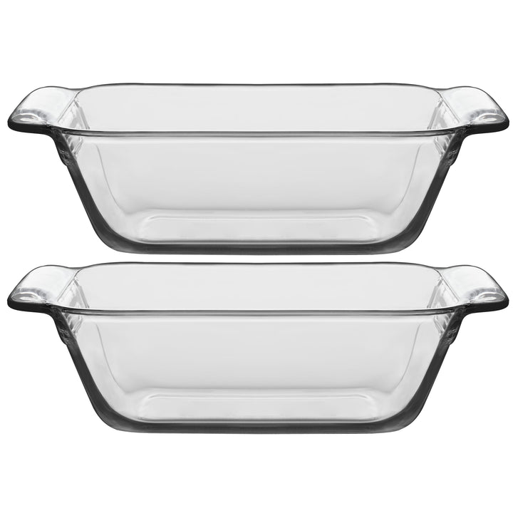 Libbey Baker’s Premium Glass Loaf Baking Dish Set of 2, Stackable Bakeware with GreatGrip Handles, Durable Glass Bread Pans